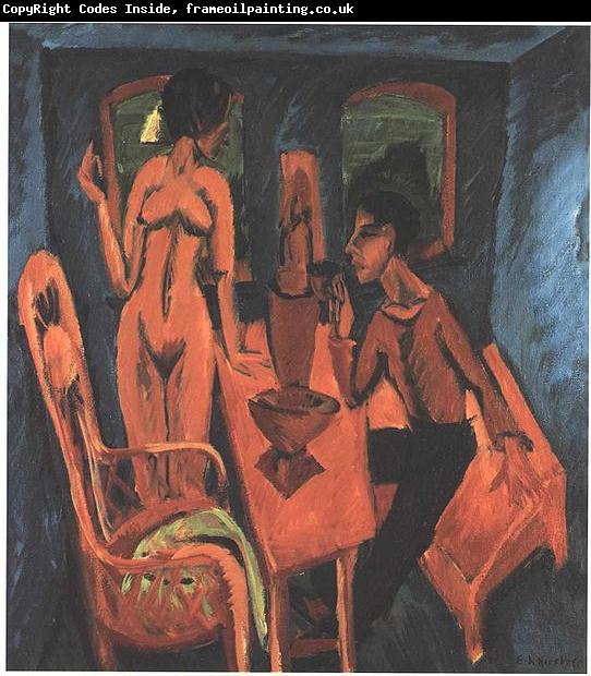 Ernst Ludwig Kirchner Tower room - Selfportrait with Erna